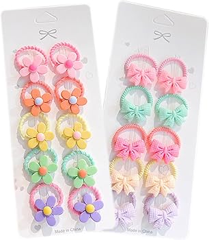 ハンドメイド/キッズヘアゴム Amazon.co.jp: Shomty 20本セット フラワー＆フルーツ ヘアゴム キッズ
